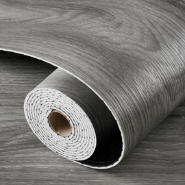 LaCheery Peel and Stick Wood Flooring Grey Wood Grain Vinyl Flooring Roll Peel and Stick Floor Tile Bathroom Kitchen Wood Flooring Planks Waterproof Self Adhesive Removable Foam Wall Paper 15.8"x80"