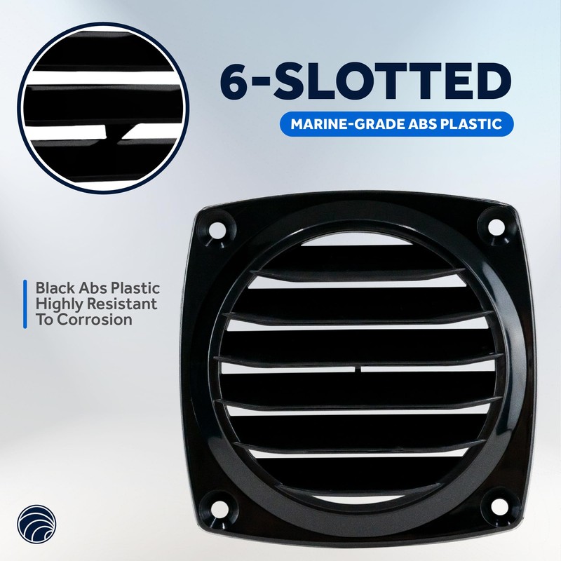 (Black (Pair)) - Five Oceans Air Louvred Flush Thru Vent,