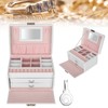 Three Layer Jewelry Storage Box PU Leather Necklace Rings Earrings