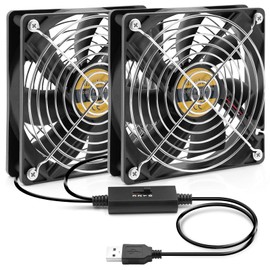 Mauknci USB Fan, 4.7 inches (12 cm), 1 Pair of 2 Double USB Fans, Quiet, 5V, 3 Level Air Flow Adjustment, Cooling Fan for PS4 and More, Black