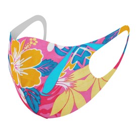Design 001193 Masks, Set of 2, Polyester, Washable, Cloth Mask, XL, Large, For Men, Flowers, Hawaii Hibiscus