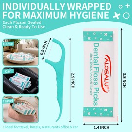 300 Pack Individually Wrapped Dental Floss Picks - Mint Flavored Floss Sticks for Fresh Breath - Strong Smooth & Shred Resistant Tooth Picks - Portable Dental Flossers Oral Care for Home Travel Office