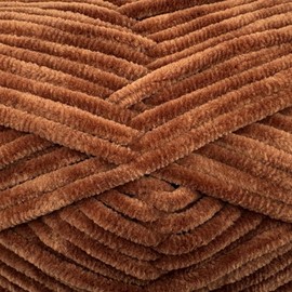 Cuddly Velvet Chenille Yarn, Super Soft Fluffy Bulky for Knitting Crocheting Crafting Blanket Amigurumi, Durable for Shedding, 100 Gram (3.53 Ounces) 109 Yards (100 Meters) (Brown Bear)