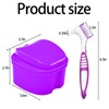 Denture Bath Case Denture Cleaning Cup with Brush Set, 2