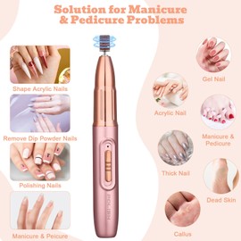 OKYUK Electric Nail Drill Cordless, 13 in 1 Nail Kit, 5 Speeds Portable Nail File, Electric Nail Files for Acrylic and Cuticles, Hard Skin, Gel Nails, Nail Art DIY, Nail Drill Cuticle Remover Tool Set