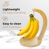 JS Gourmet Bamboo Banana Stand with Stainless Steel Hanging Hook,