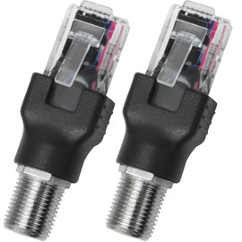 LUORNG 2PCS F Type to RJ45 8P Crystal Head Adapter Female to Male Coaxial Sleeve Converter for Cable Tester Monitor Digital Signal Compatible Black