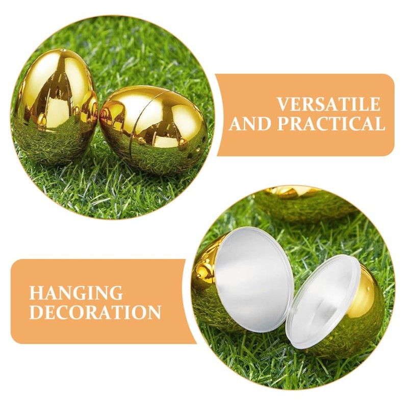Totority 12 Pack Plastic Golden Easter Eggs Fillable Reusable for