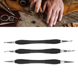 Fyearfly 3-Piece Leather Carving Tools, Leather Craft Leather Carving Tool, Modelling Tool, Leather Embossing Spoon Kit for Leather Pressing, Grating and Edging