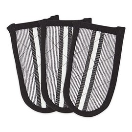 DII Double Strip Chef Kitchen Cooking & Baking Collection, Pan Handle Set, 6x3, Black, 3 Piece