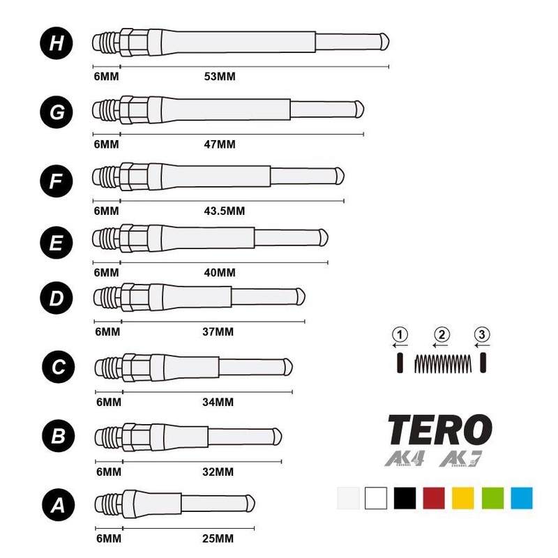 CUESOUL TERO Purple AK7 Dart Shafts Built-in Spring Telescopic, Set