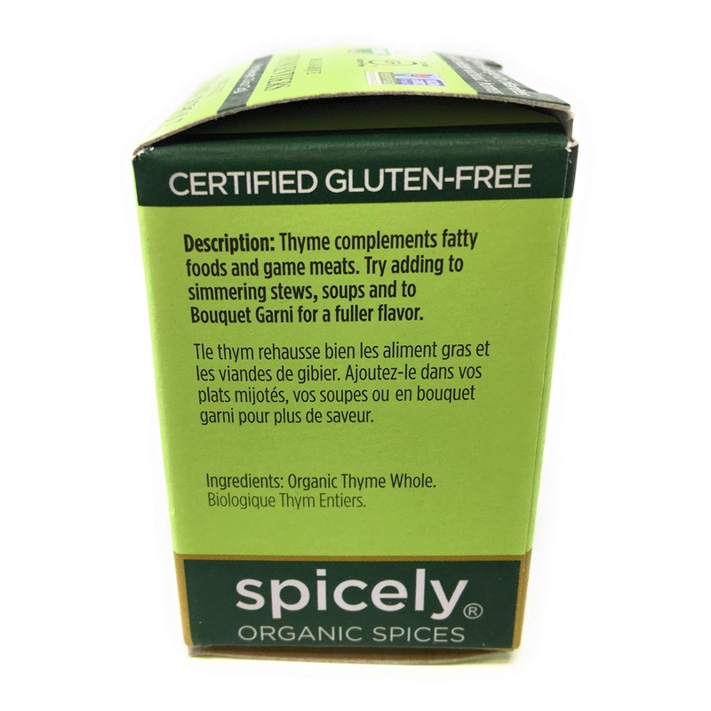 Spicely Organic Thyme 0.10 Ounce ecoBox Certified Gluten Free