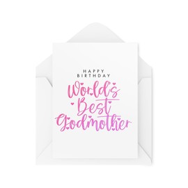 Godmother Cards - Birthday Cards for Godparents - Happy Birthday World's Best Godmother - Birthday Card - Cute Cards - CBH2016