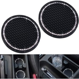 2 Pcs Black Bling Car Cup Holder Insert Coaster Anti-Slip Car Accessories