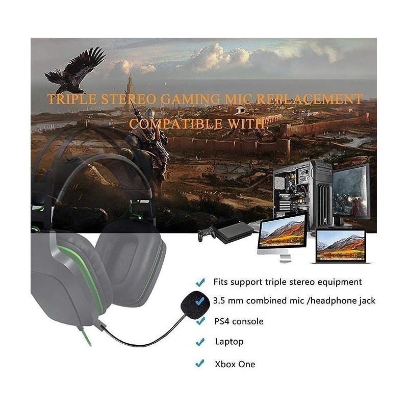 Jowxsx Black Headset Microphone Adjustable 360 Degrees Bendable Jack Headphone
