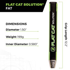 FLAT CAT Solution Putter Grip Fat 8723, Weighted Grip Reduces The Yips, Oversized Non-Tapered Golf Grip, Flat Sides Put The Putter Face in The Palm of Your Hand, 12.2”L X 1.50”W, Weighs 199g