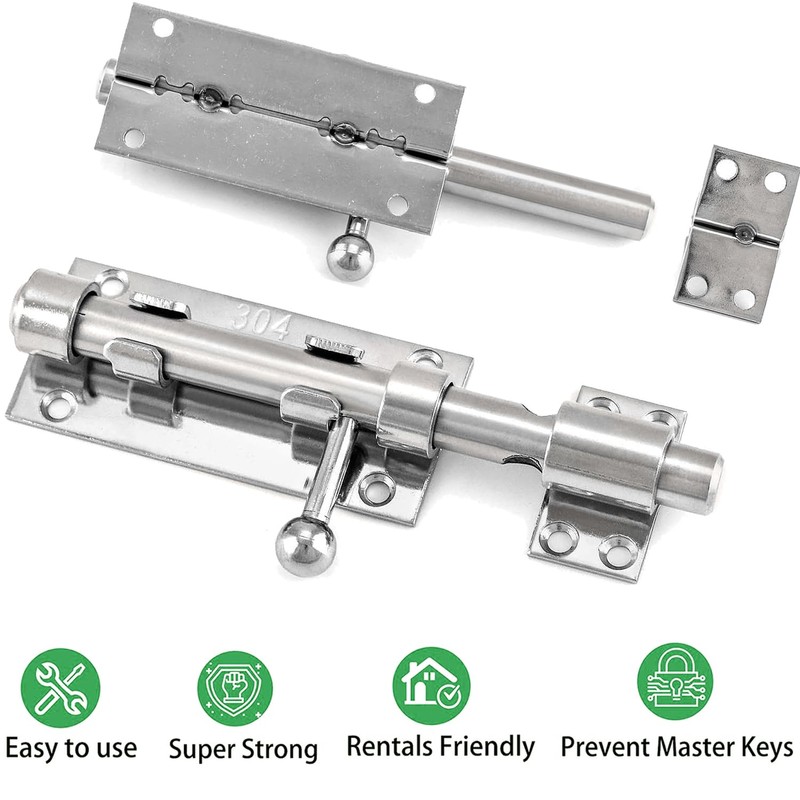 Litensh Door Bolt for Sliding Gates with Hole for Padlock,