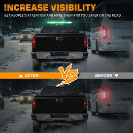 XRIDONSEN 28.4" 80 LED Green White Roof Emergency Light Bar Top Firefighter Lights Warning Flashing Safety Beacon Double Side Magnetic First Responder Strobe Lights for Vehicles Fire POV Trucks