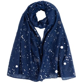 World of Shawls New Ladies Womens Glitter Sparkle Stardust Scarf Scarves Maxi Wrap - Stardust Plain/Beaded/Embroidered/Lace (Moon Light Navy Blue)