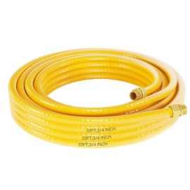 33FT 3/4" CSST Flexible Propane Natural Gas Line with 2 Male Fittings, Corrugated Stainless Steel Gas Hose, Propane Hose Pipe 3/4" Tubing Pipe Kit 33FT