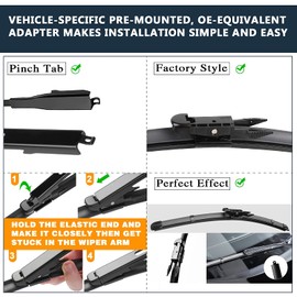 3 Wiper Blades Replacement for Ford Explorer 2011-2018 2019 2020 2021 2022 2023 2024,Original Equipment Replacement Front and Rear Windshield Wiper Blade - Pinch Tab 26"/22"/11" (Set of 3)