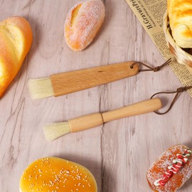 2 Sets Natural Bristles with Wooden Handles Pastry Brush Butter Brush for Cooking Basting Cookings Brushes Beech Oil Basting Brushes Butter Food Brush for Oil Cooking Bakings Egg Sauce Marinade