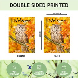 Mugod Fall Bird Garden Flag 12x18 Inch Double Sided Outside, Welcome Autumn Tree Maple Leaves Seasonal Yard Outdoor Flag (Orange)