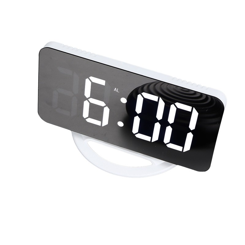 LED Digital Alarm Clock USB Charging Mirror Clock with 4