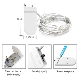 YITING 20 Pack Led Fairy Lights Battery Operated,10.2FT 30LEDs Silver Wire Cool White Firefly Lights,Waterproof LED Mini String Lights for Wedding Party Mason Jars Christmas Home Decoration