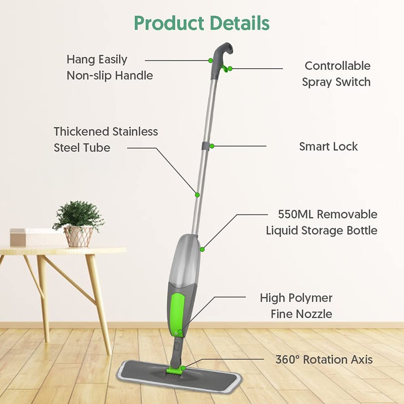 Spray Mop, ILAVCOOL Floor Mops for Floor Cleaning with 3