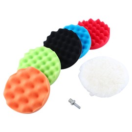 7 Pcs 6 '' Sponge Buff Polishing Pads Kit Foam Waxing Buffing Polishing Waxing Buff Pad Set for Car Sanding Polishing Waxing Sealing (6 pcs 6 '' Pads + 1 M14 Drill Adapter) Beauty Restoration Tools