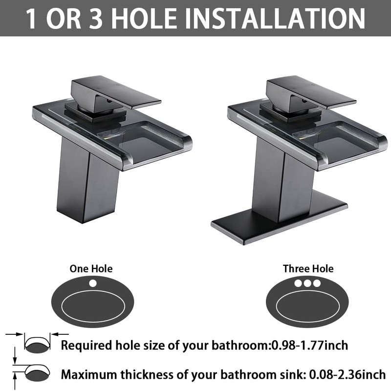 AVSIILE LED Bathroom Sink Faucet, Oil Rubbed Bronze Waterfall Single