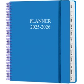 Planner 2025-2026 - Weekly & Monthly Planner from July 2025 to June 2026, Agenda 2025 2026 with Inner Pocket, Elastic Band, 8.5" x 11", Blue
