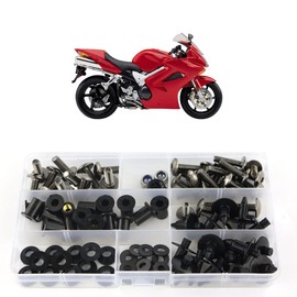 Xitomer Motorbike Full Sets Fairing Bolts Kits Fit for VFR800 2002-2013,Mounting Kits Washers/Nuts/Fastenings/Clips/Grommets (Titanium)