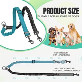 Double Dog Walker, Two Dog Lead, 2 in 1 Upgraded Double Dogs Leashes, Adjustable Heavy Duty Leash for Pets, Shock Absorbing Bungee No Tangle Leash Coupler Walking Training Lead for 2 Dogs (BLUE)
