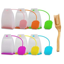 Paquete de 6 infusor de té de silicona, bolsas de té reutilizables, filtro colador de té, difusor de té, soporte para té de hojas sueltas con cuchara