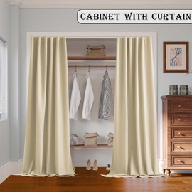 RoomDarkning Room Divider Curtains with Ceiling Track, 95% Blackout Heavy Curtains Noise Reduction Privacy Curtain System Kits, 8.3 ft Wide x 9 ft Tall, Cream Beige, 1 Panel