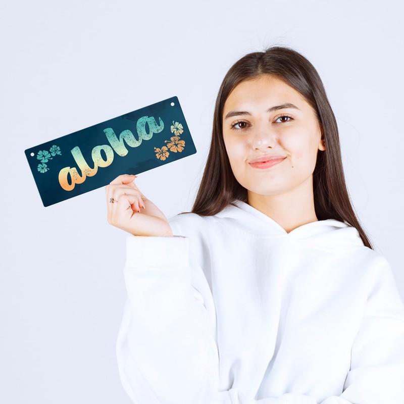 Metal Sign L 10.5 x 28 cm with Hawaii Design