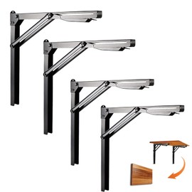 Ultrawall 24 inch Black Sturdy Folding Shelf Brackets, Heavy Duty Adjustable Steel Wall Mounted Collapsible Shelf Bracket, Max Load 550lb