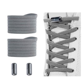 Alegrianan No Tie Shoelaces, Elastic Shoelaces for Adults/Kids，Elastic No Tie Shoe Laces, Grey, X-Large