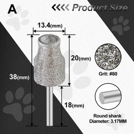 FOCSTOL Diamond Rotary Bit for Dogs Pets, 2pcs 3mm Rotary Nail Grinder Bits for Animals Nail Care