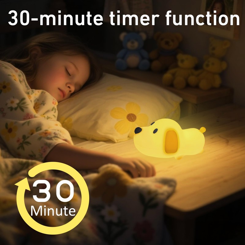 COBIKU Cute Dog Night Light, Dimmable with Soft Silicon Dog