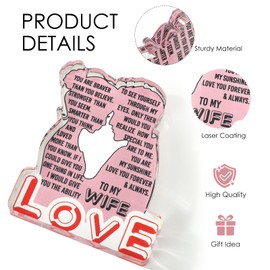 Gifts for Wife from Husband, Wifey Gifts for Her Romantic Gift Ideas, I Love You Wedding Anniversary Birthday Christmas Presents Gifts for Wife Women, Love Desk Decor Ornament Acrylic Sign Plaque