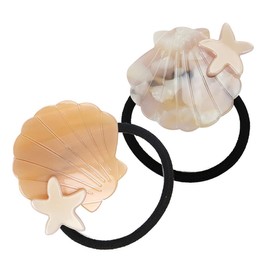 Beatifufu 2pcs Shell Hair Ties for Women Elastic Ponytail Holders Chic Hair Accessories for Girls Ocean-inspired Design