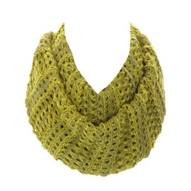 DivaDesigns Women's Multi Color Chunky Ribbed Knit Infinity Scarf Mustard