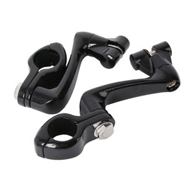 TCMT Black 360 Adjustable Highway Foot Pegs Mounting Kit Fits For Harley Touring Road King Street Glide Road Glide Electra Glide Softail Sportster Dyna with 1.25" Engine Guards