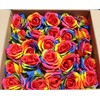 Ooki 25 Handmade Artificial Silk Rainbow Rose Heads Bridesmaid Flower