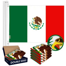 G128 Mexico Mexican Flag 3x5FT 5-Pack Double-sided Embroidered Polyester By G128