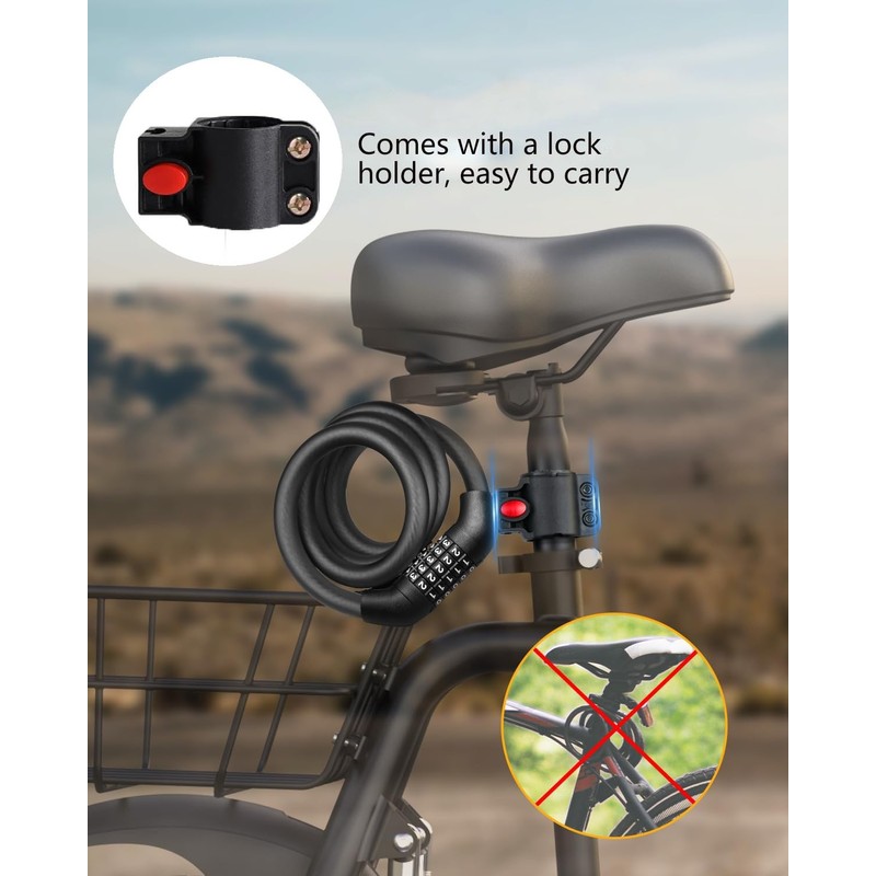 Voarge Bike Lock Combination 5-Digit, High Security Bicycle Chain, Codes