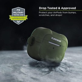 PureGear Rugged Heavy-Duty Case + Carabiner for AirPods Pro 2nd/1st Generations, Military Tested & Approved, Durable Scratch Resistant TPU, Includes Convenient Carbiner Clip,LifetimeWarranty,Evergreen